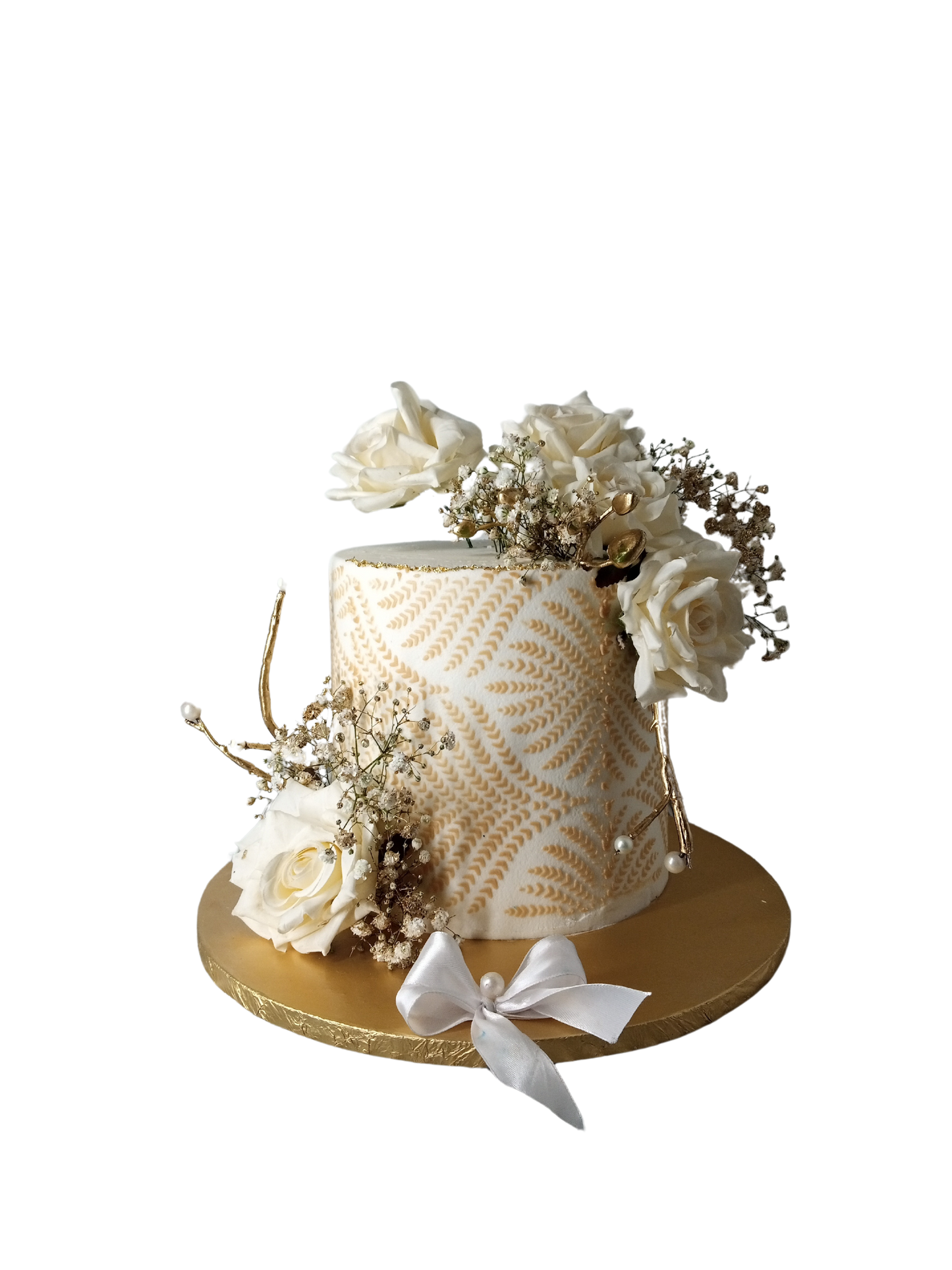 Golden Elegance Stencil Cake